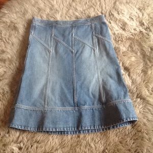 Mid length denim skirt